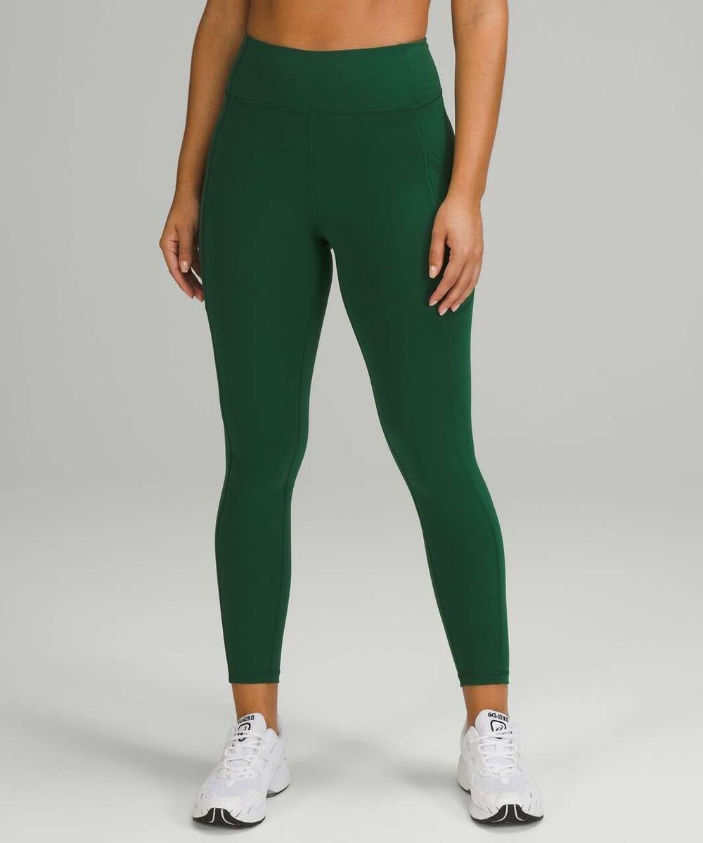 Lululemon Invigorate High Rise Leggings Pockets Size 6 Green Yoga Athletic Gym